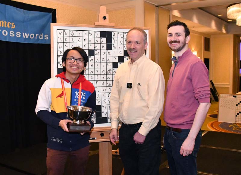 Paolo Pasco, Will Shortz, and Puzzle 8 Constructor Ryan McCarty